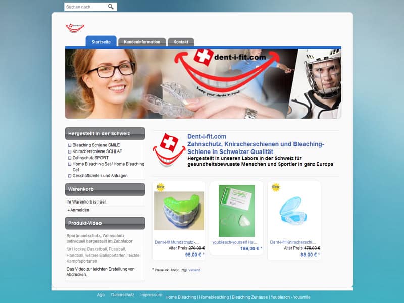 WordPress Website für ein Unternehmen für Zahnschutz in der Schweiz