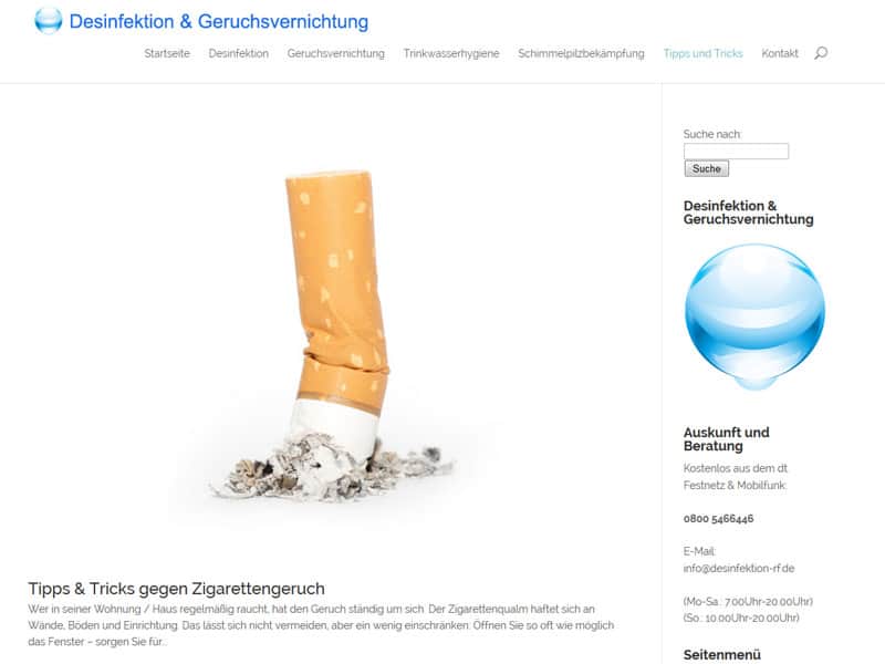 CMS WordPress Homepage spezialisiert auf Desinfektion & Hygiene in Hessen