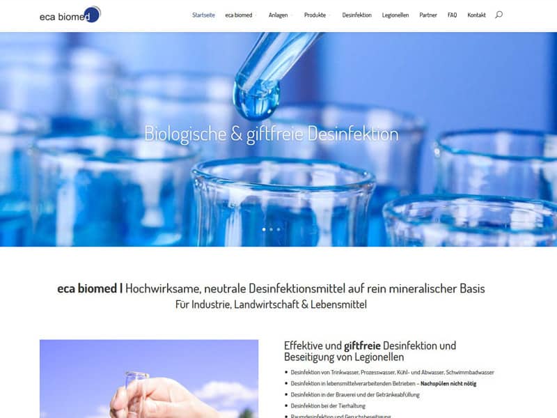 Website für eca biomed aus Riedstadt