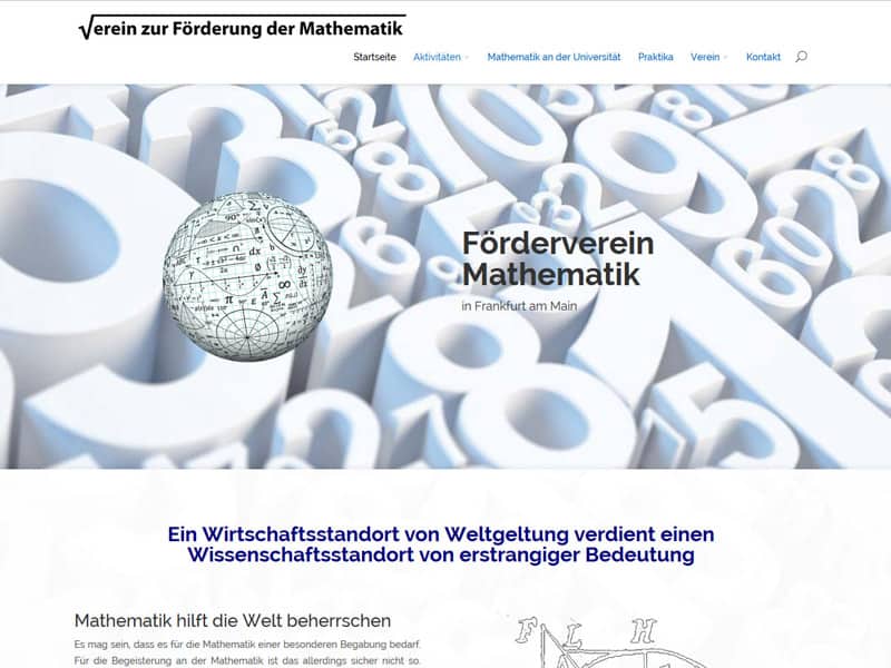 WordPress Website Verein zur Förderung der Mathematik