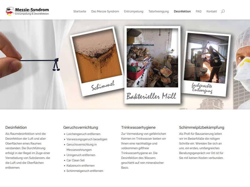 Website mit Divi von Elegantthemes für eine Messie-Entrümpelung