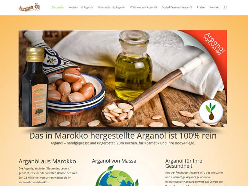 Vertriebs-Website für Arganöl aus Dreieich
