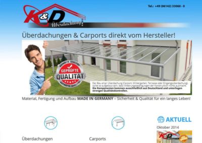 Relaunch Website für K&D Überdachung mit vielen Extras