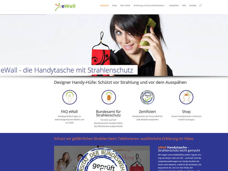 Beratung, Umbau & Aufbau der Marke eWall im Bereich Webdesign / Drucksachen