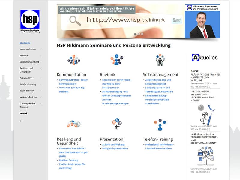 WordPress Website erstellt für HSP Hildmann Seminare / Personalentwicklung