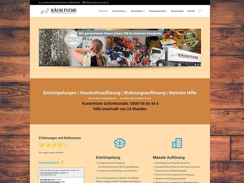 Entrümpelung / Haushaltsauflösung mit einem Homepage Relaunch