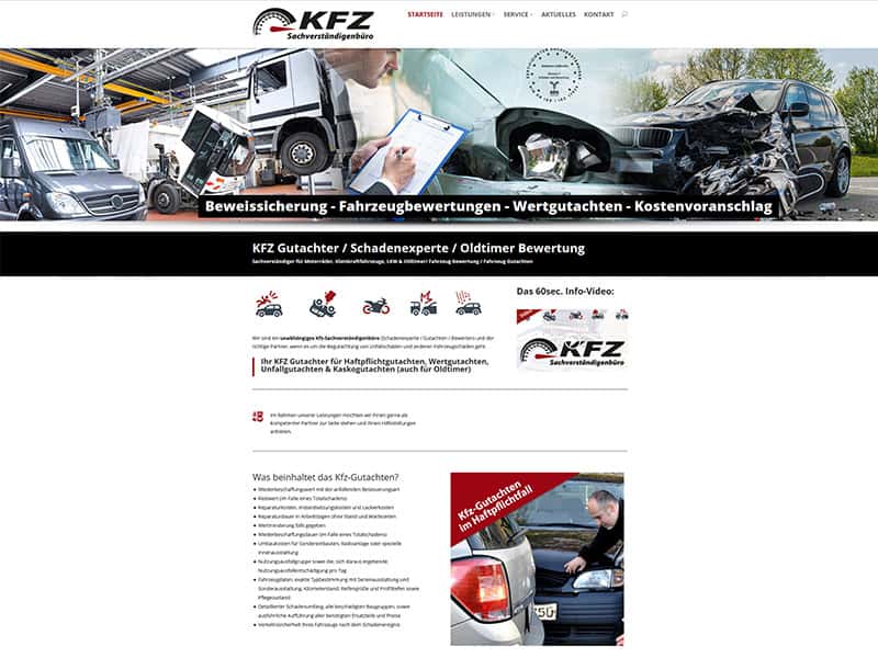 Website für einen Schweizer Kunden: KFZ Gutachter