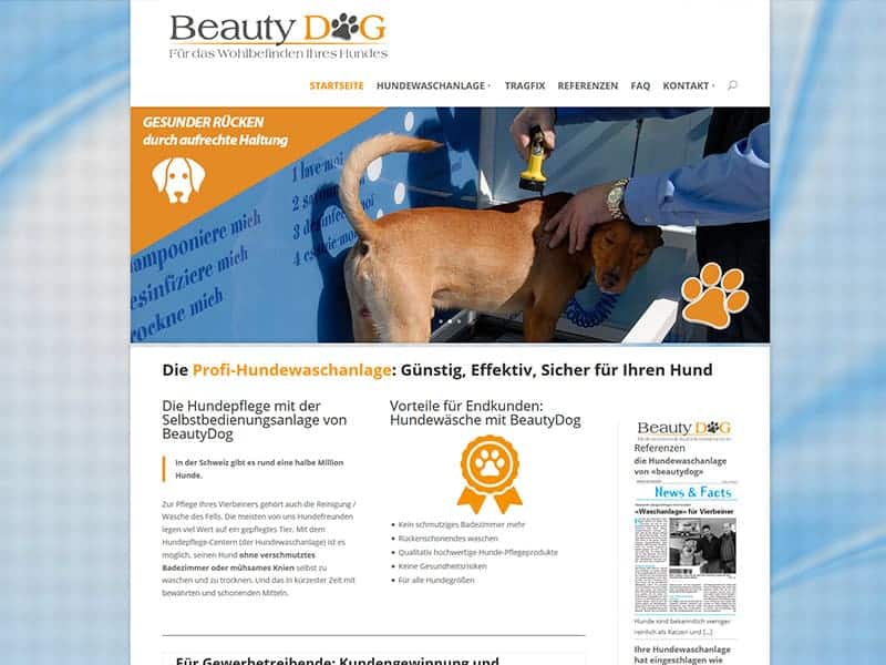 Webdesign für das Schweizer Unternehmen BeautyDog