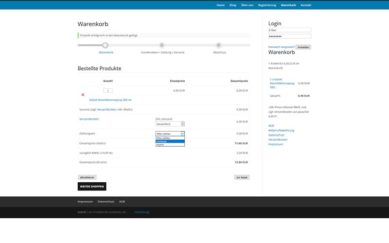 Web-Shop für Solvid