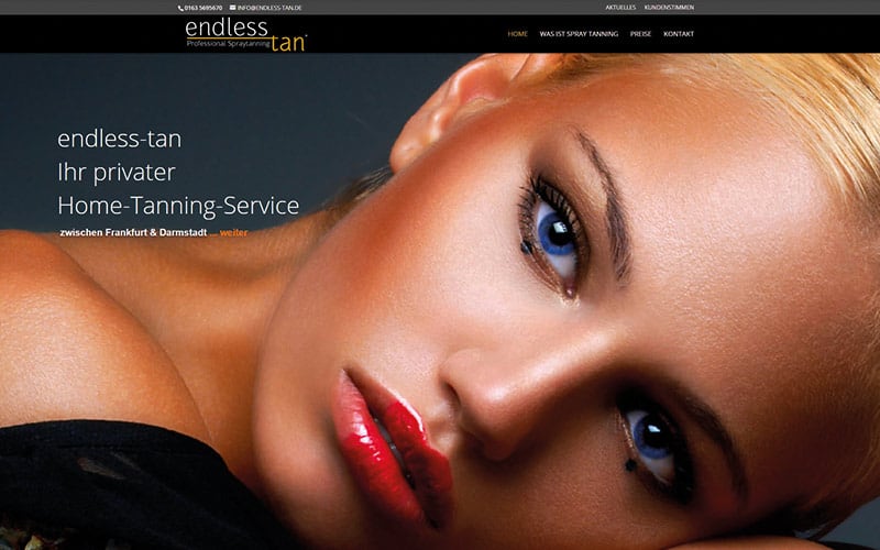 Homepage für Spray Tanning Service