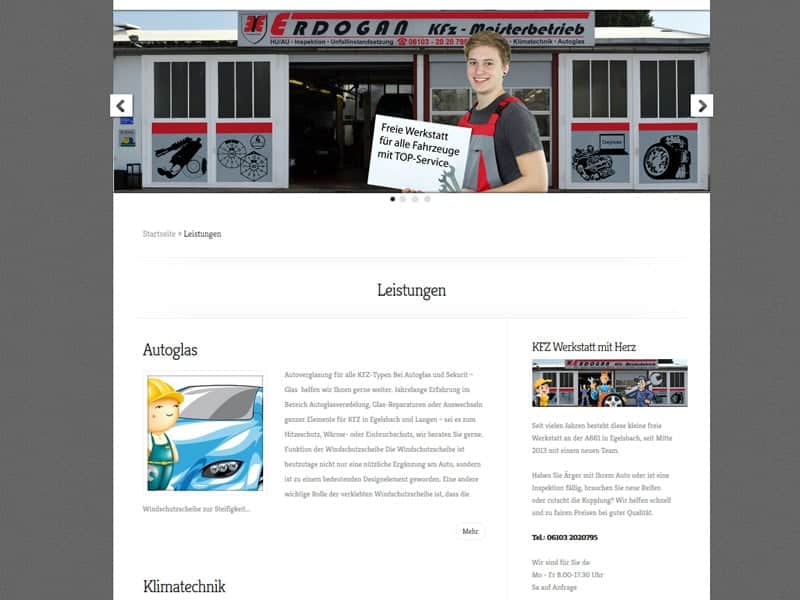 Website erstellen KFZ Werkstatt