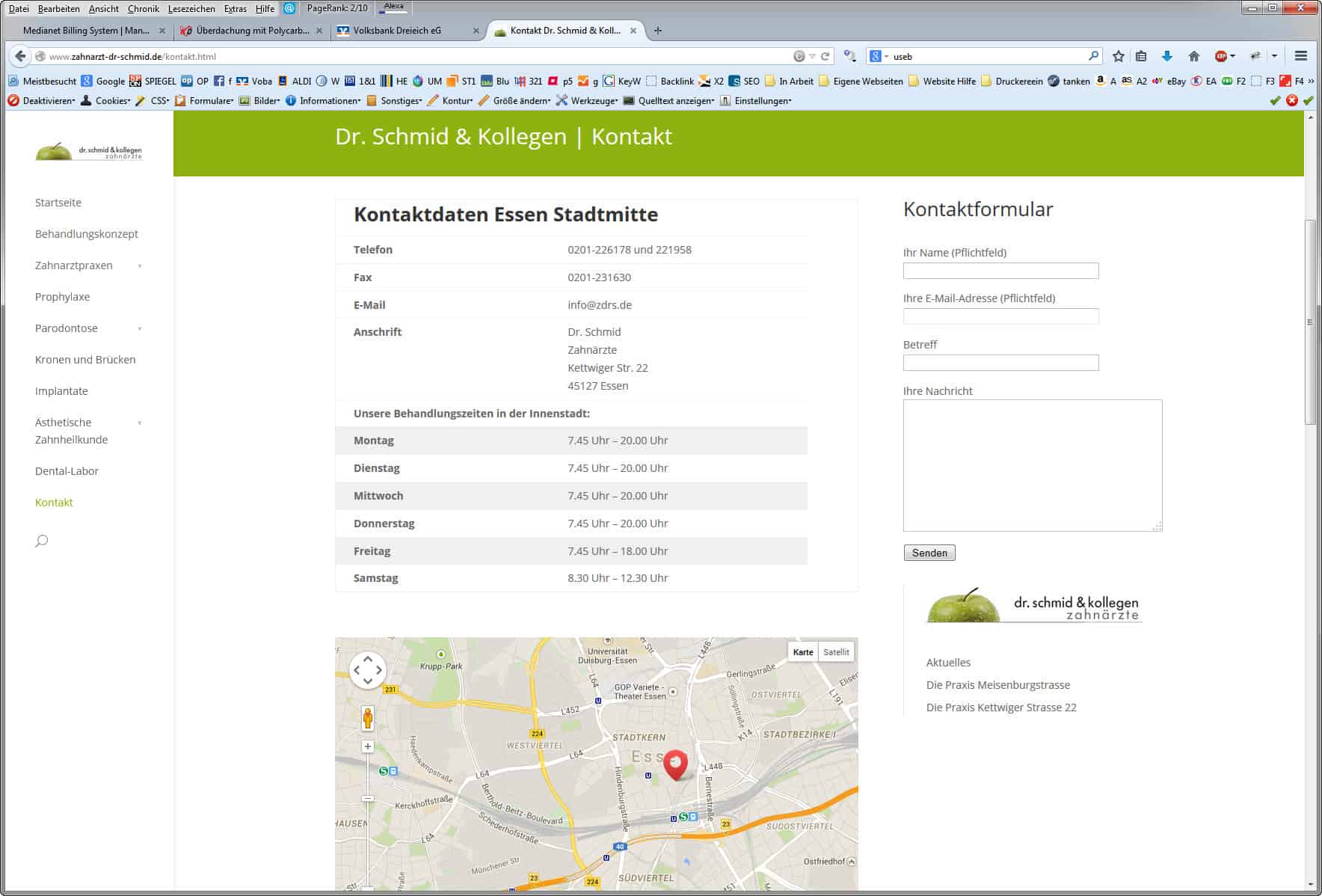 Kontaktseite für neue Homepage Consulting in Dreieich