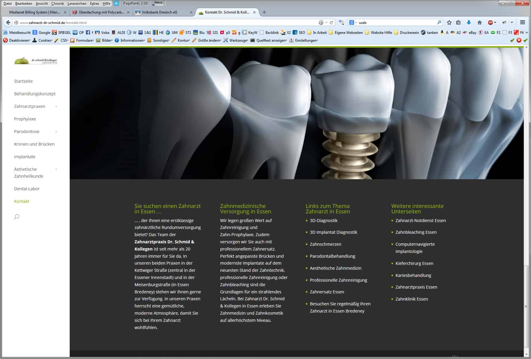 Website für einen Zahnarzt aus Essen