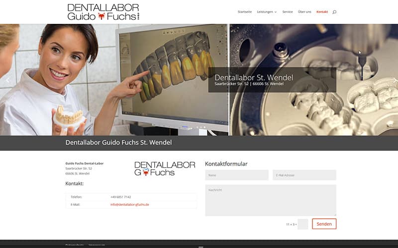 Homepage für ein Dentallabor
