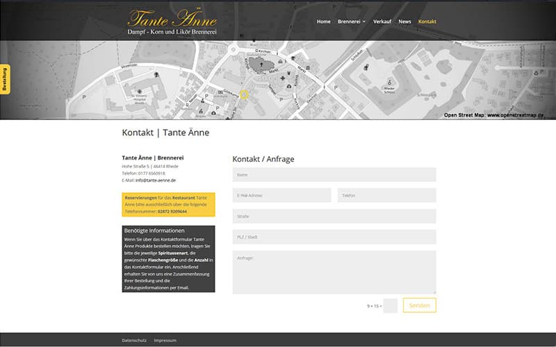 Website für eine Korn und Likör Brennerei