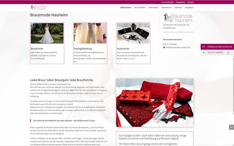 Brautmode Homepage erstellen