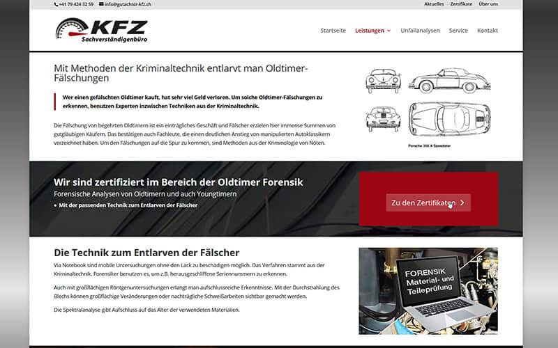 Zusatzprojekt Homepage Rubrik Oldtimer und Forensik