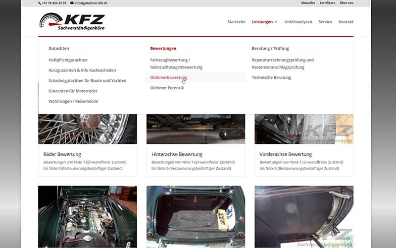 Zusatzprojekt Homepage Rubrik Oldtimer und Forensik