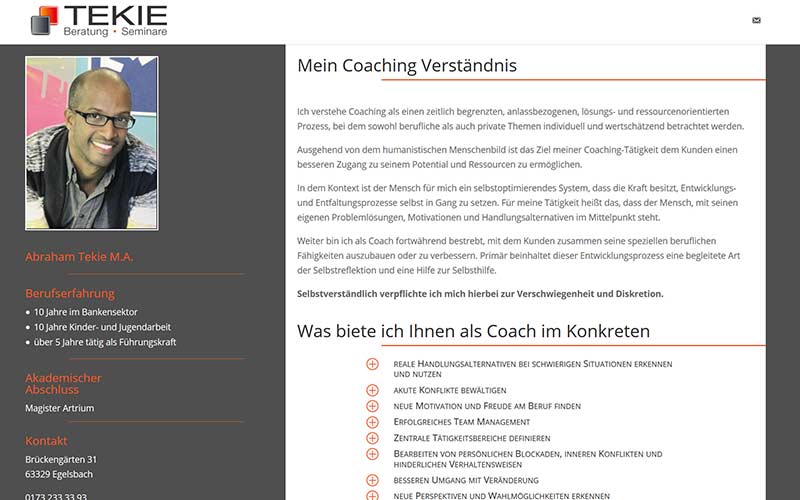 Egelsbach | WordPress Onepager für einen Coach