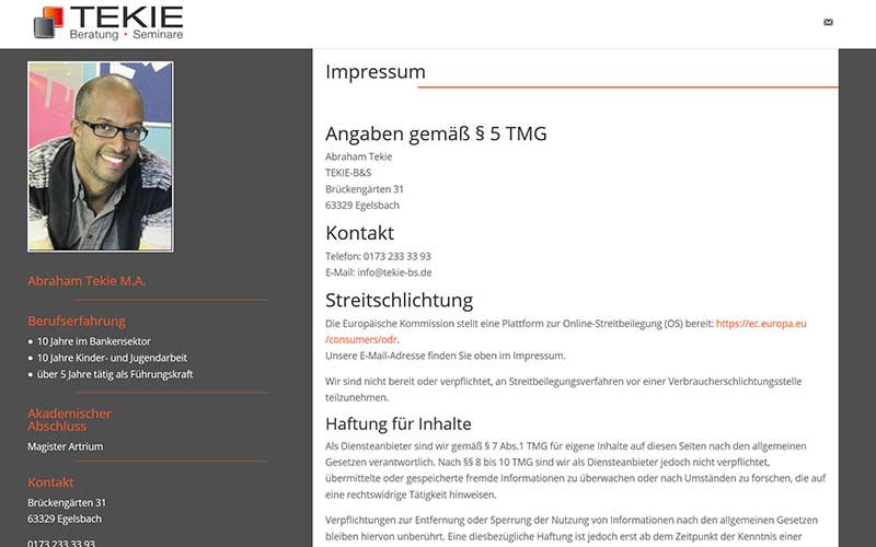 Egelsbach | WordPress Onepager für einen Coach