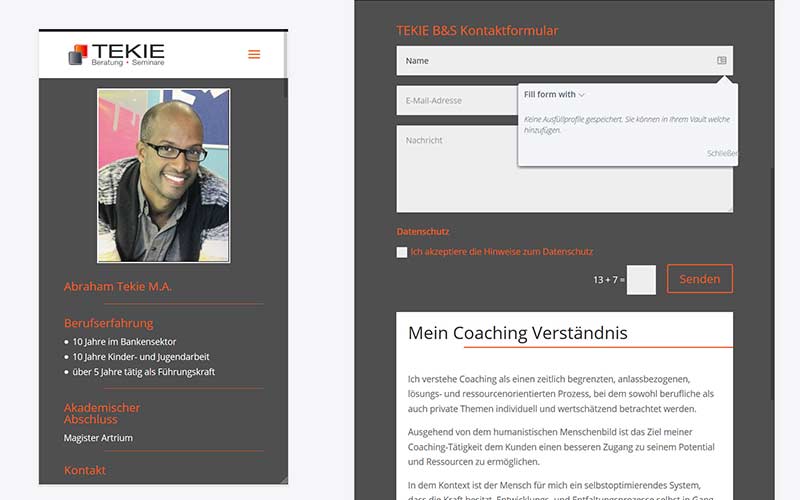 Egelsbach | WordPress Onepager für einen Coach