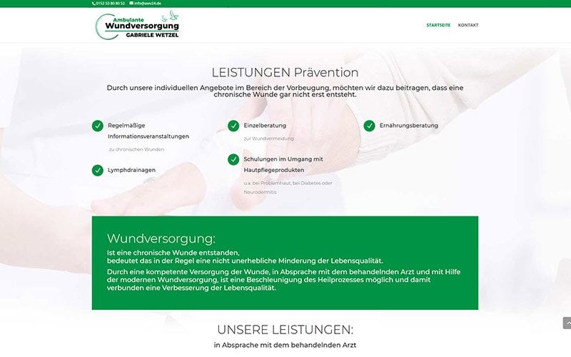 Homepage-Erstellung Ambulante Wundversorgung