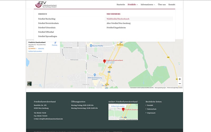 Homepage Redesign Friedhofszweckverband Neu-Isenburg & Dreieich