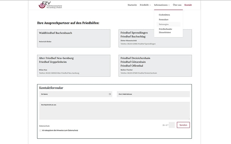 Homepage Redesign Friedhofszweckverband Neu-Isenburg & Dreieich