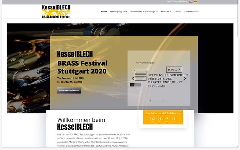 Kesselblech Festival Homepage mit GTranslate
