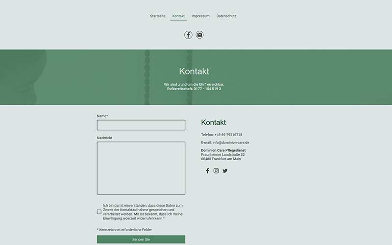 Baukasten IONOS Pflegedienst Homepage