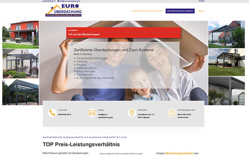 Website, Flyer und vieles mehr für Euro Überdachung FFM