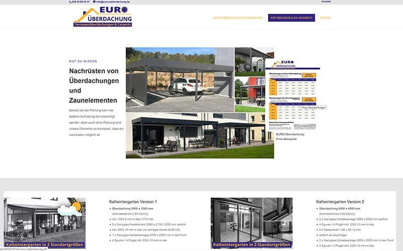 Website, Flyer und vieles mehr für Euro Überdachung FFM