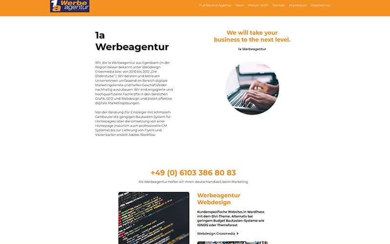 Landingpage im Homepage Baukasten