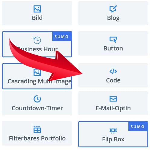 Code-Modul von Divi für WordPress