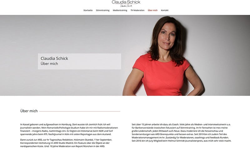 Homepage Re-Design für Hessens Moderatorin Claudia Schick