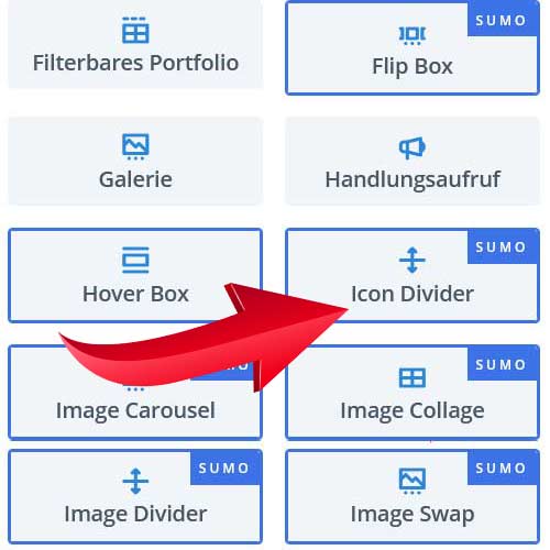 Icon Divider Modul für Divi / WordPress