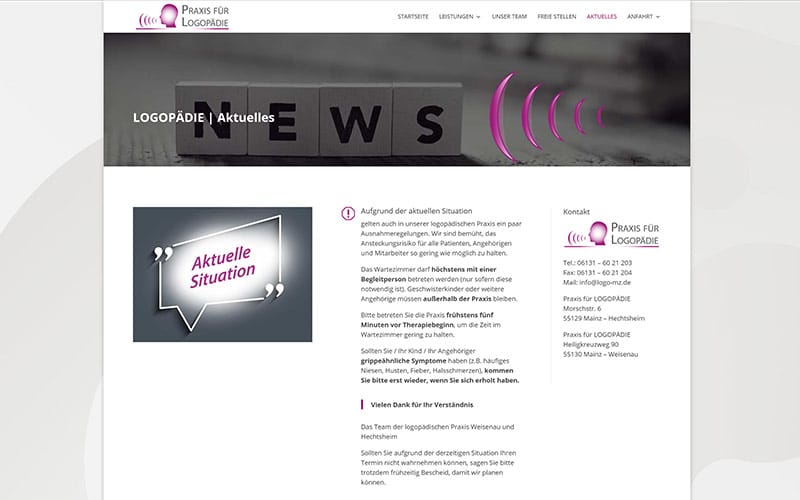 Mainz: Website Redesign Logopäde