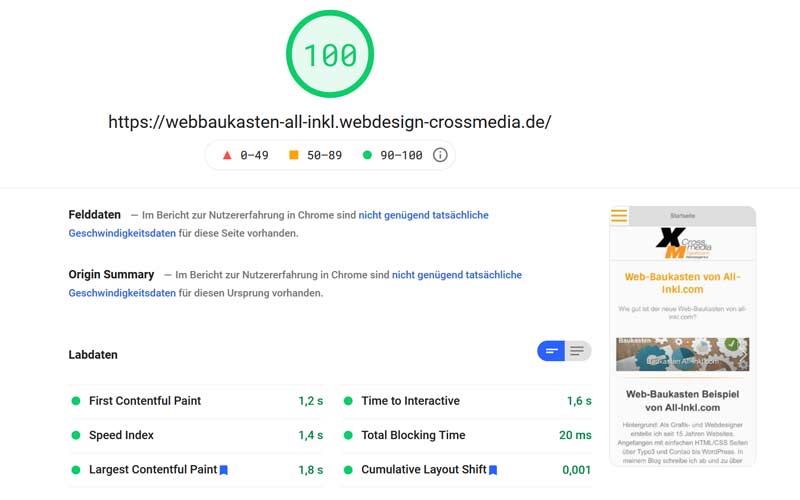 Web-Baukasten-Page-Speed