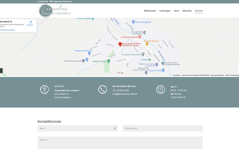 Homepage für eine Arztpraxis in Hofheim