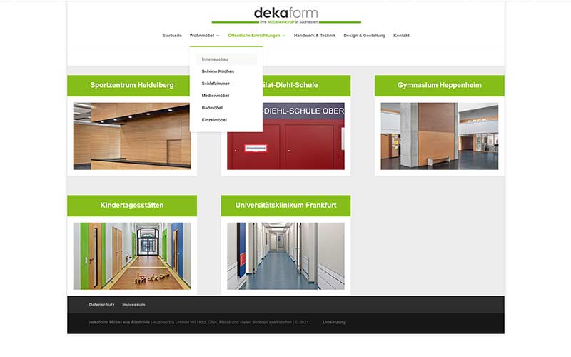 Möbel-Werkstatt Erstellung eine Homepage