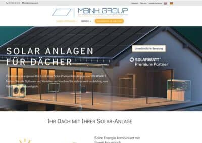 Erstellung der Website für Solar-Überdachung