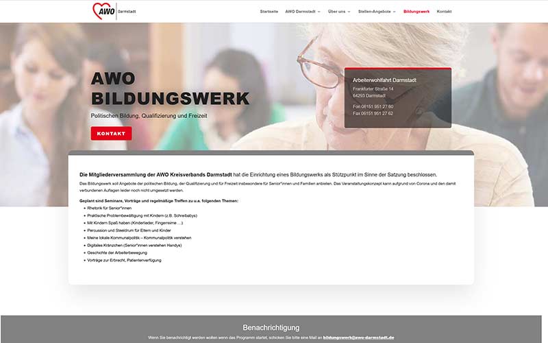 Website Erstellung AWO Darmstadt