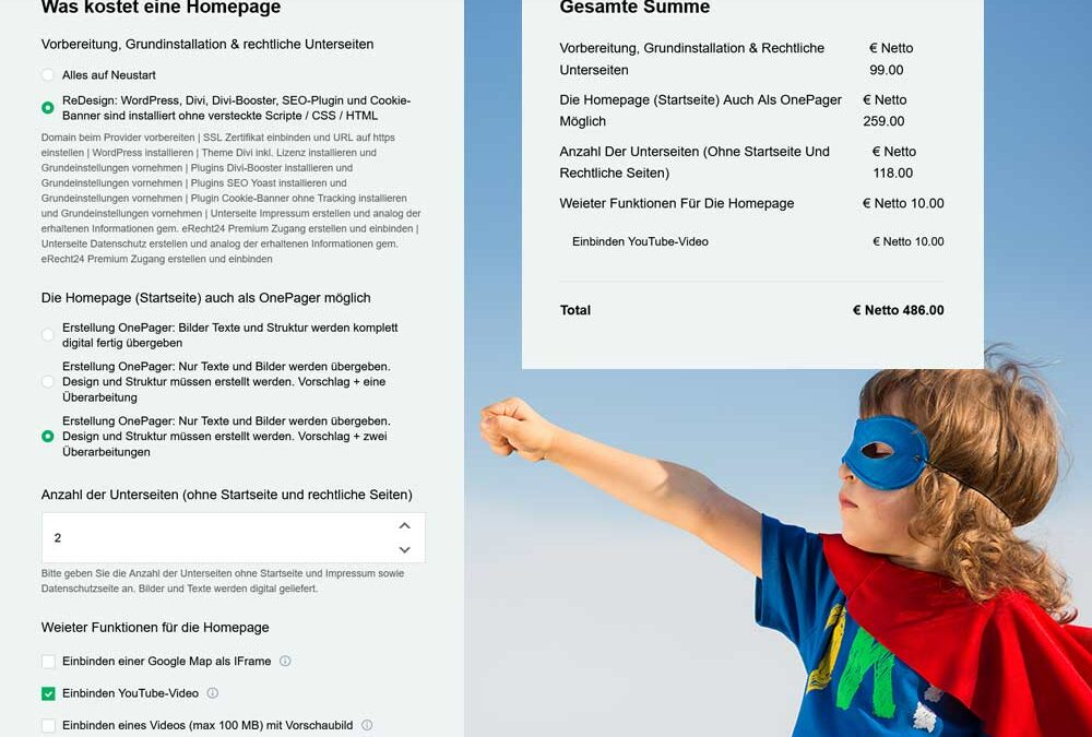 Was kostet eine WordPress Homepage?