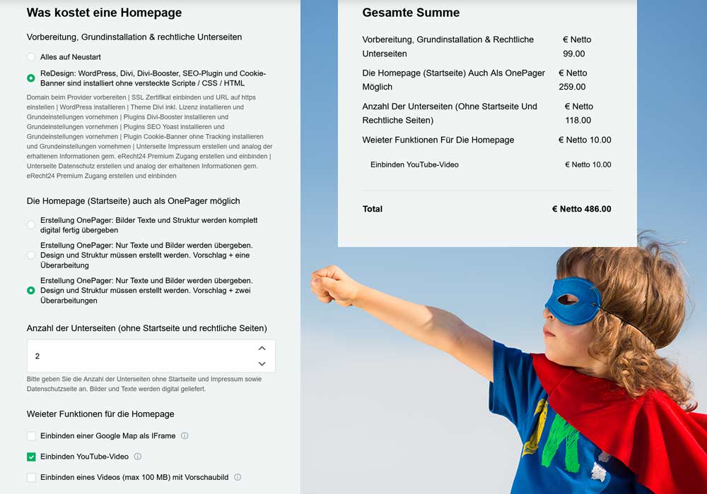 Was kostet eine WordPress Homepage?