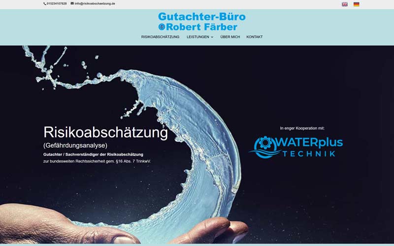 Gutachter Landingpage für Risikoabschätzung