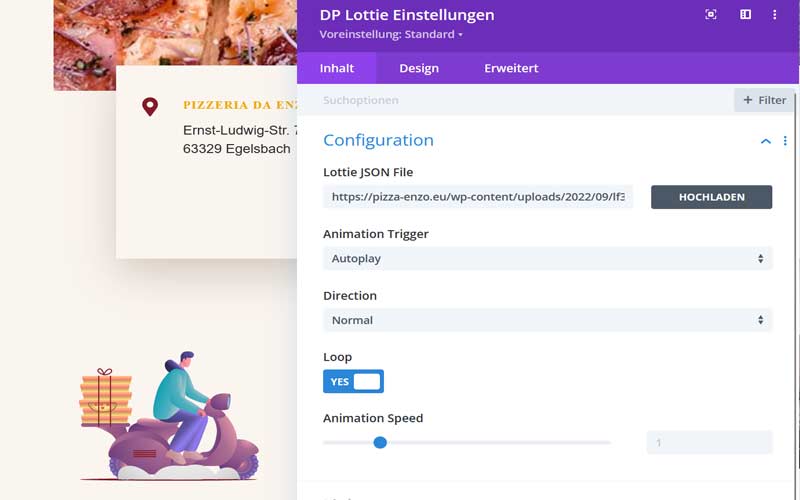 Erstellung Website (Onepager) Pizzeria in Egelsbach
