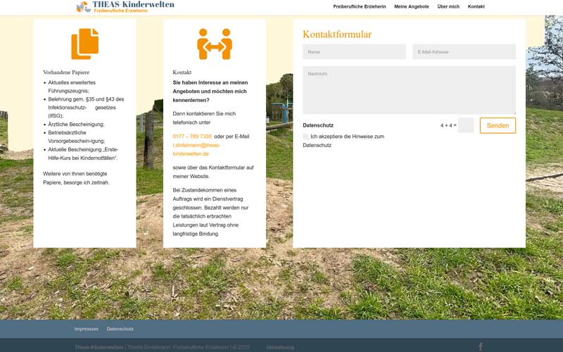 Freiberufliche Erzieherin: Erstellung einer neuen Homepage