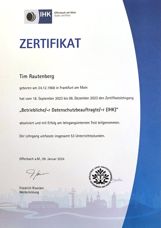 Zertifikat-Betrieblicher-datenschutzbeauftragte-Egelsbach-Tim-Rautenberg