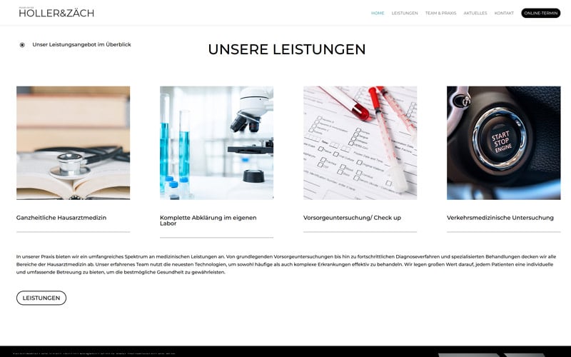 Homepage für eine Arzt-Praxis in der Schweiz